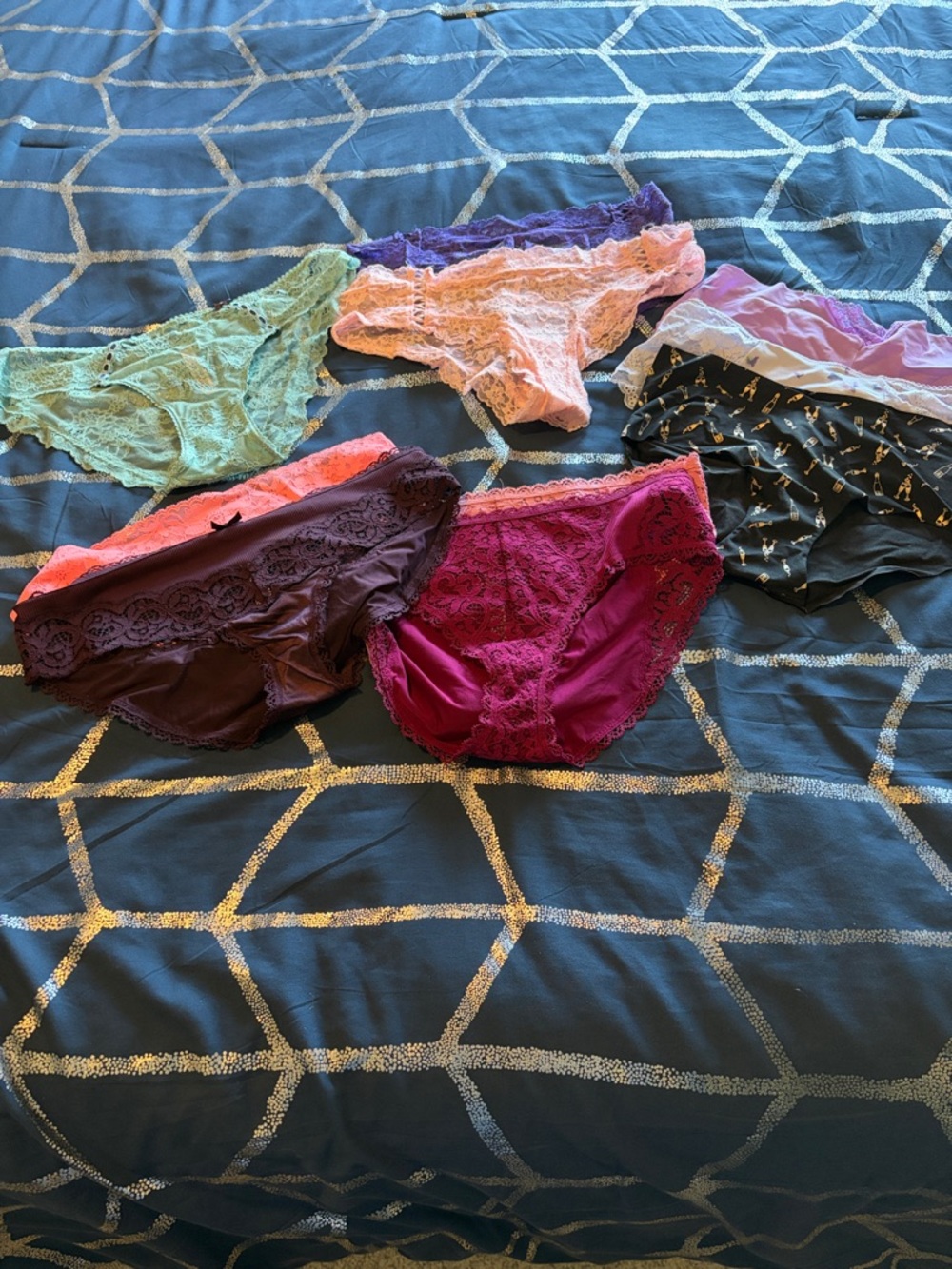 Victoria's Secret Lace Bikini Panty Bundle - Mint, Peach, Purple, Magenta, Black